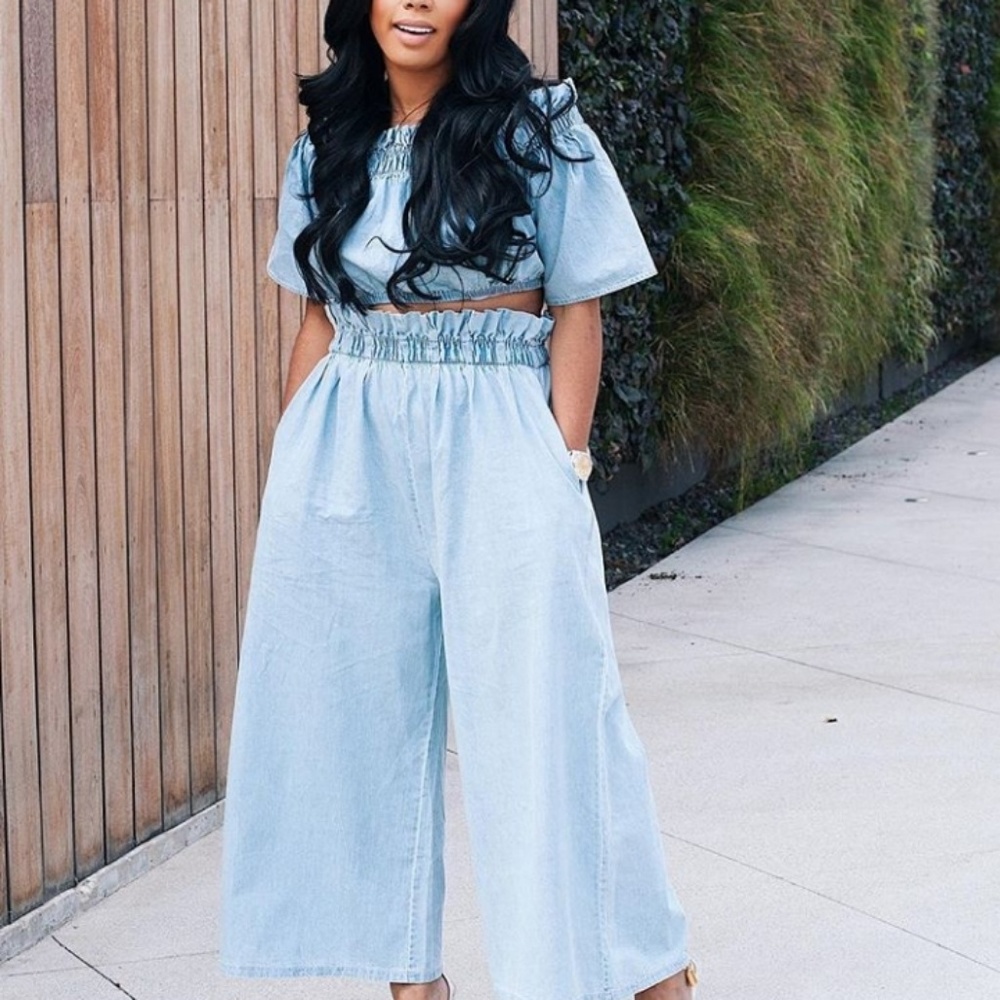COPY - 2 piece Denim Coulotte set